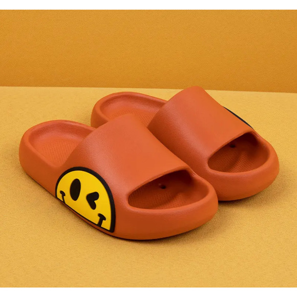 Orange Smiley Cushion Slides, Light, Non-Slip Slippers - Picture 3 of 5